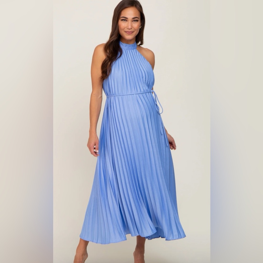 Pink blush pleated dress. Size S
